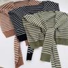 Korean Knit Stripe Warm Shawl Female Outdoor Summer Air Conditioned Room Protect Cervical Spine Cloak Scarf Neck Guard Scarve