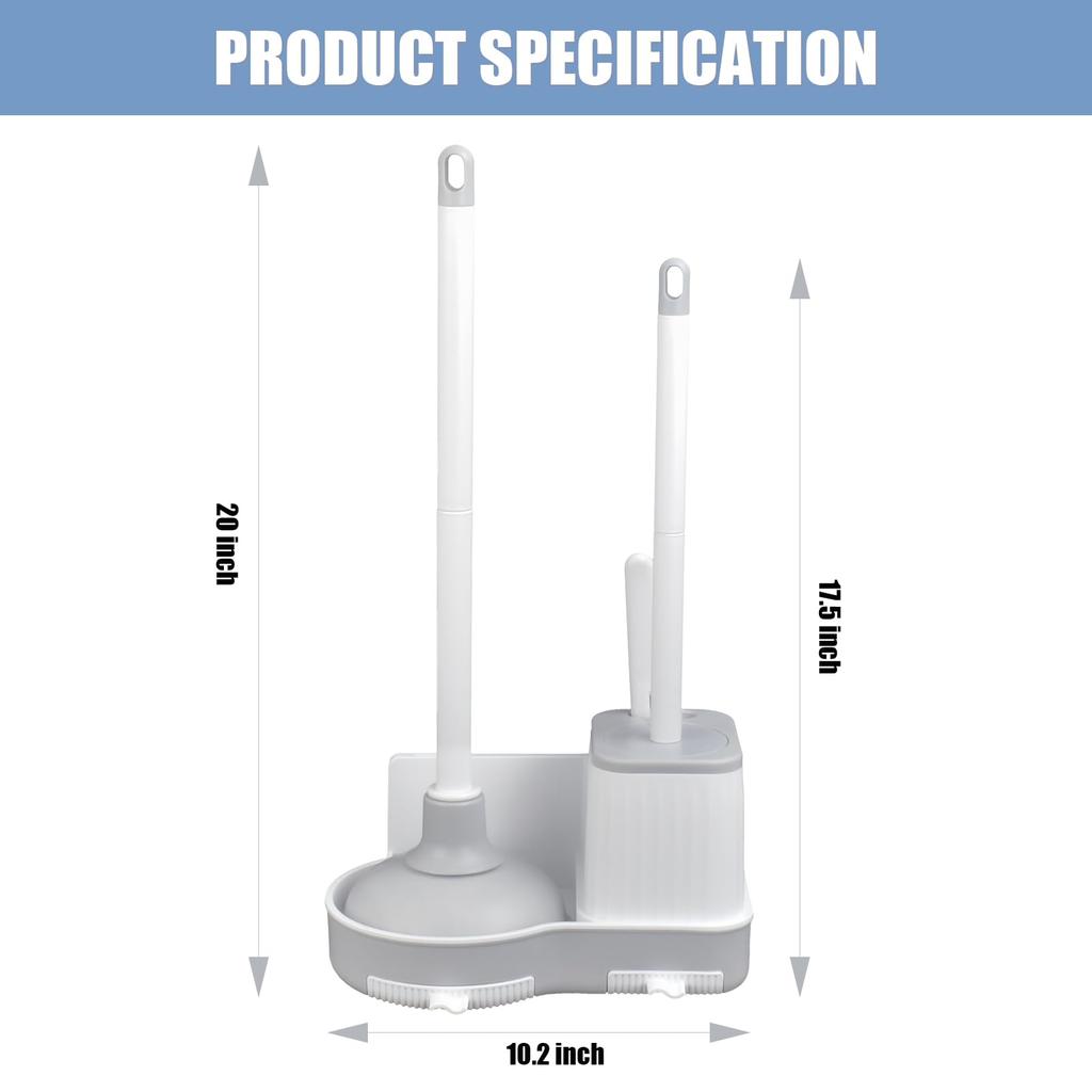 Toilet Brush and Plunger Set, Plunger and Brush Set, with Crevice Cleaning Brush 3 In 1 Toilet Bowl Brush and Plunger
