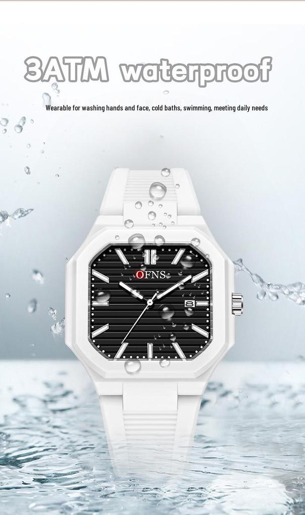 Unisex Luminous Square Quartz Wristwatch with Calendar