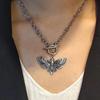 Gothic Death Moth Pendant Necklace Clavicle Chain Necklace Simple Chain Skull Butterfly Necklace Jewelry for Women Men