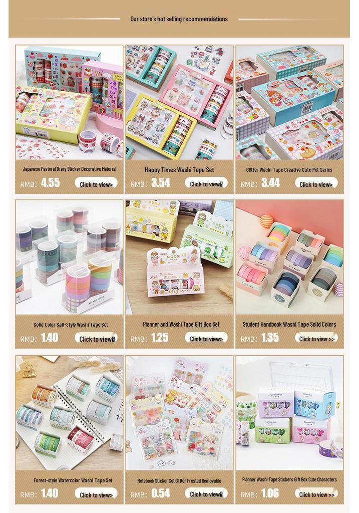 60 Rolls of Japanese Paper Notebook Set - Fresh Checkered Salt Series for Beginners, DIY Material & Notebook Tape