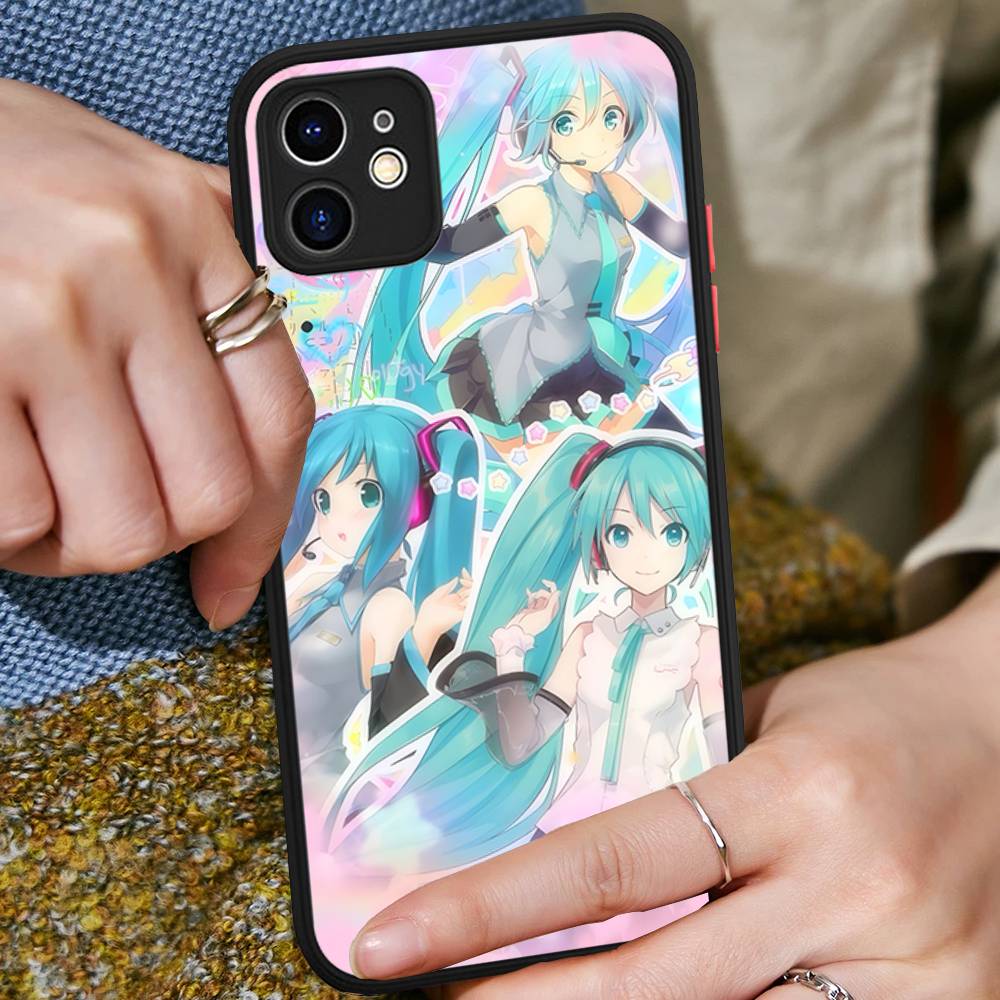 Kawaii H-Hatsune Miku Für IPhone 15 16 Pro Max 11 12 13 14 XS XR X Plus 16E Matt Transluzente Handyhülle
