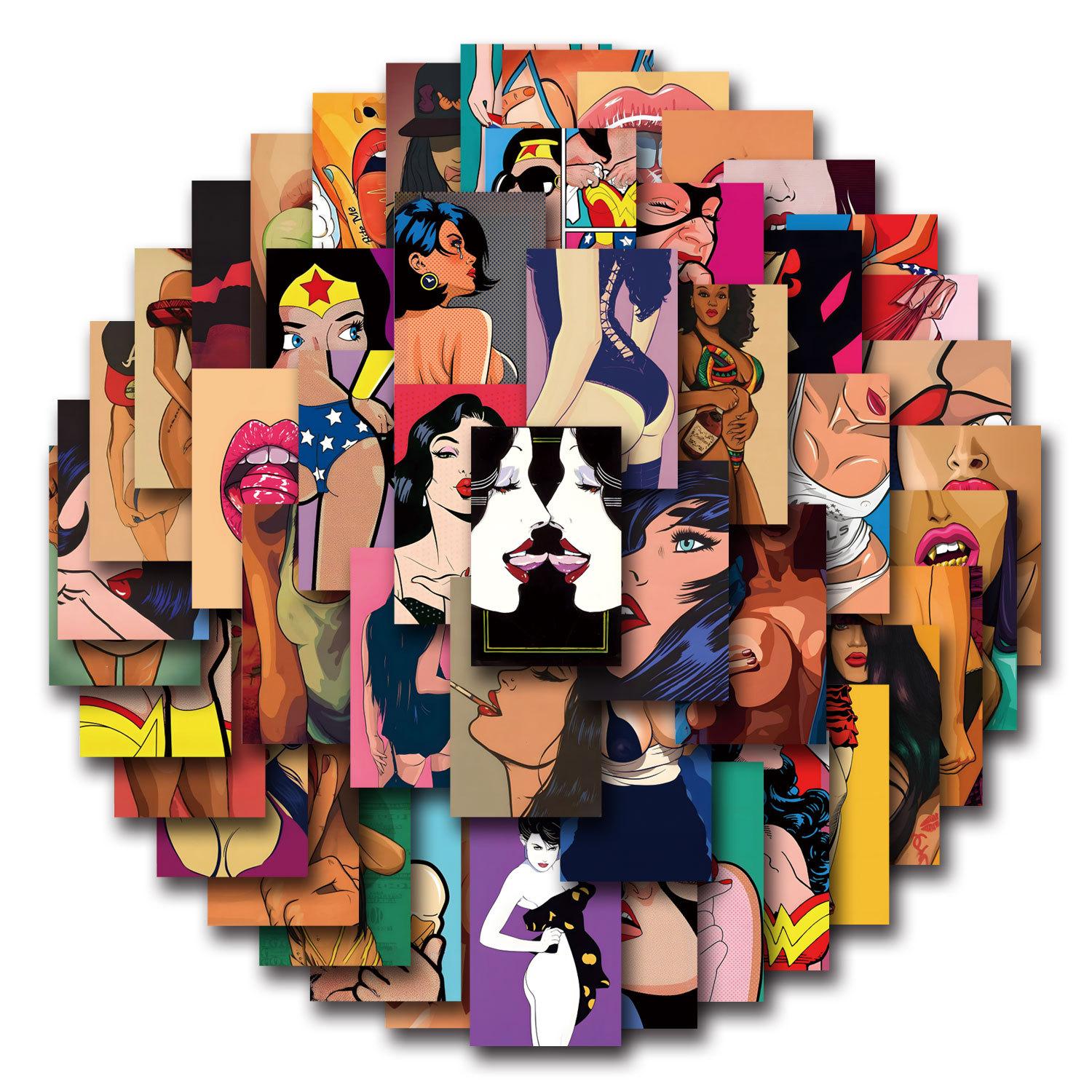 

50 Европейских и Американских Сексуальных Красавиц Граффити Наклеек Декоративные Наклейки для Скутера Водяной Чашки Шлема Водонепроницаемые Наклейки