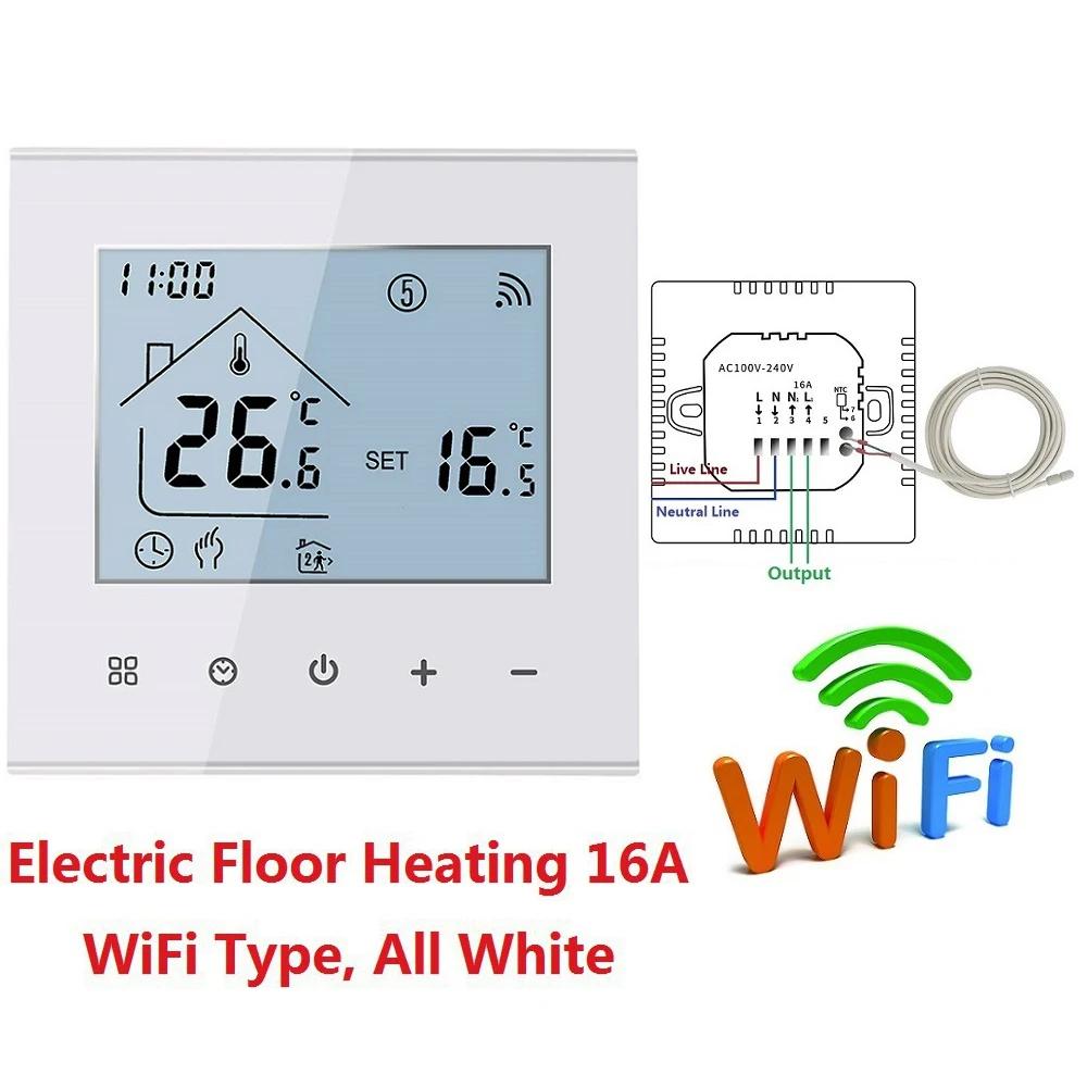 M4A Tuya Smart Thermostat Wifi Optional for Water & Electric Floor Heating Voice Control with Alexa Google Home & Touch Display