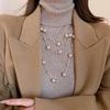 French Retro Court Style Glass Pearl Pendant Necklace - Versatile Fashion Jewelry Sweater Chain