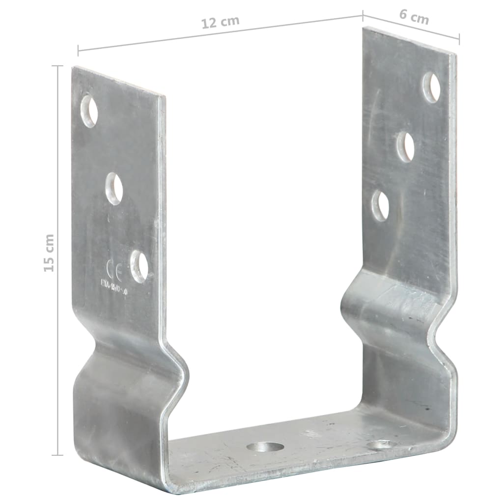 Vidaxl Post Anchors, 6 Pcs., Silver, 12 X 6 X 15 Cm, Steel