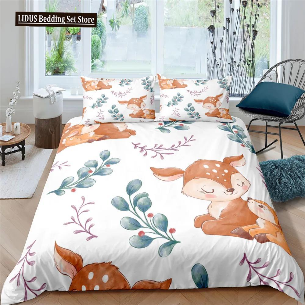Nordic Bed Cover Duvet Cover King Queen Cartoon Animal Bedding Set Double Twin Full Queen King Adult Kids Bedclothes Quilt Cover