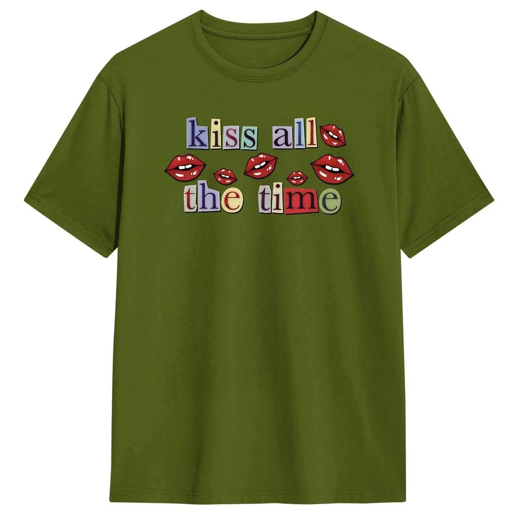 Creative Harrys Styles Kiss All The Time TShirts for Men Round Collar 100 Cotton T Shirts Short Sleeve Tees Printing Clothes