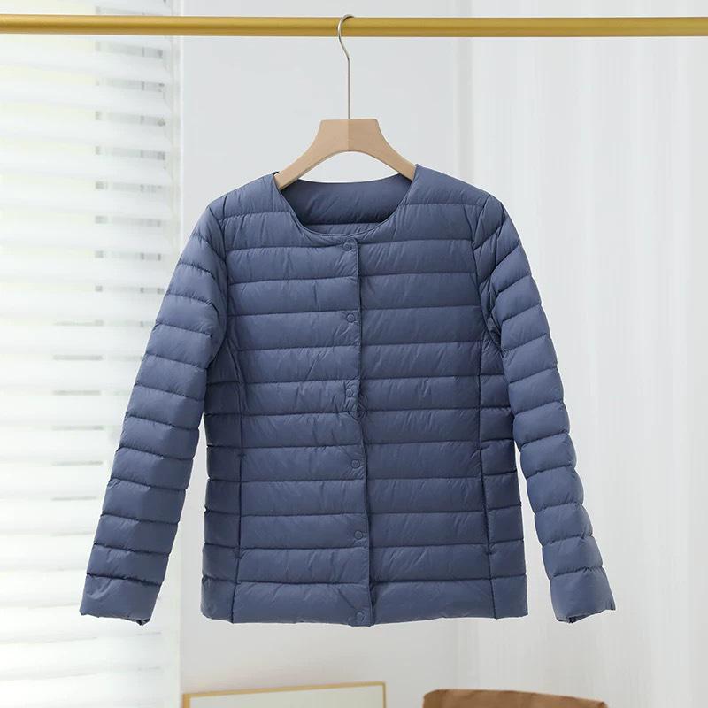 2024 Women's Lightweight Slim Fit Down Jacket: Short Style Autumn/Winter Korean Fashion, Plus Size, Round Neck, Thin Inner Layer