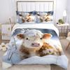 3pcs Winter Wonderland Cow Bedding Set - Includes One Quilt Cover and Two Pillowcases (No Core) - Festive Gift for Home Decor - Polyester Fa