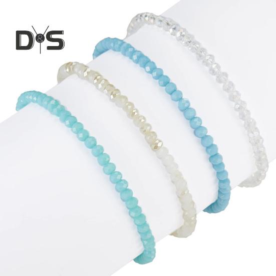 4Pcs/Set Beach Bracelet Fine Workmanship Non-Fading Stacked Bracelet Faux Crystal Versatile Bracelet for Daily Wear