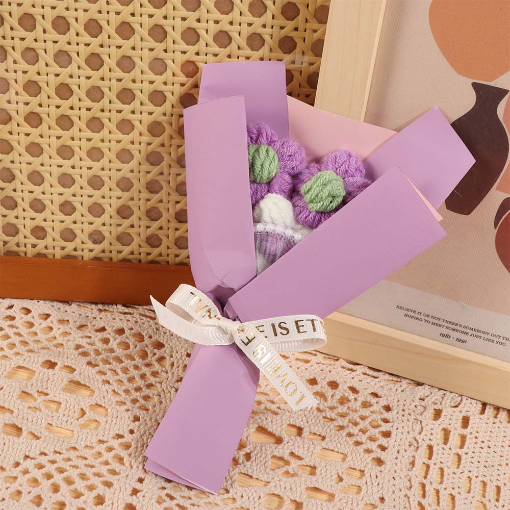 Hand Woven Artifiical Folwer Bouquet Fake Flowers Woven Simulated Flower Mother's Day