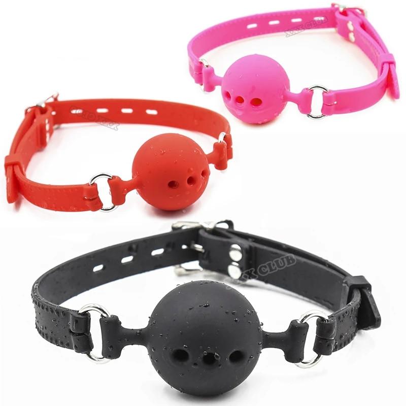 3 Sizes Soft Safety Silicone Open Mouth Gag Ball  Bondage Slave Ball Gag Erotic Sex Toys For Woman Couples Adult Sex Games