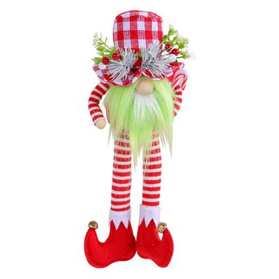 Cheerful Christmas Faceless Leg Checkered Gnome Doll Long Nose Hat Round Vibrant Color Doll Ornaments