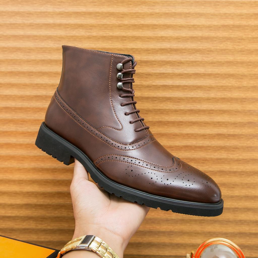 Fashion New Dress Chelsea Boots Men Shoes PU Brown Fashion Versatile Business Casual British Style Street Party Wear Classic Ankle Boots