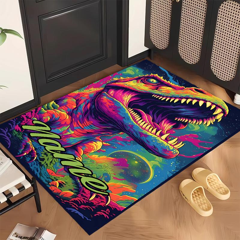 Fierce Dinosaur (1) Personalized Name Office Carpet Stylish Decor for Living Room Bedroom Kitchen