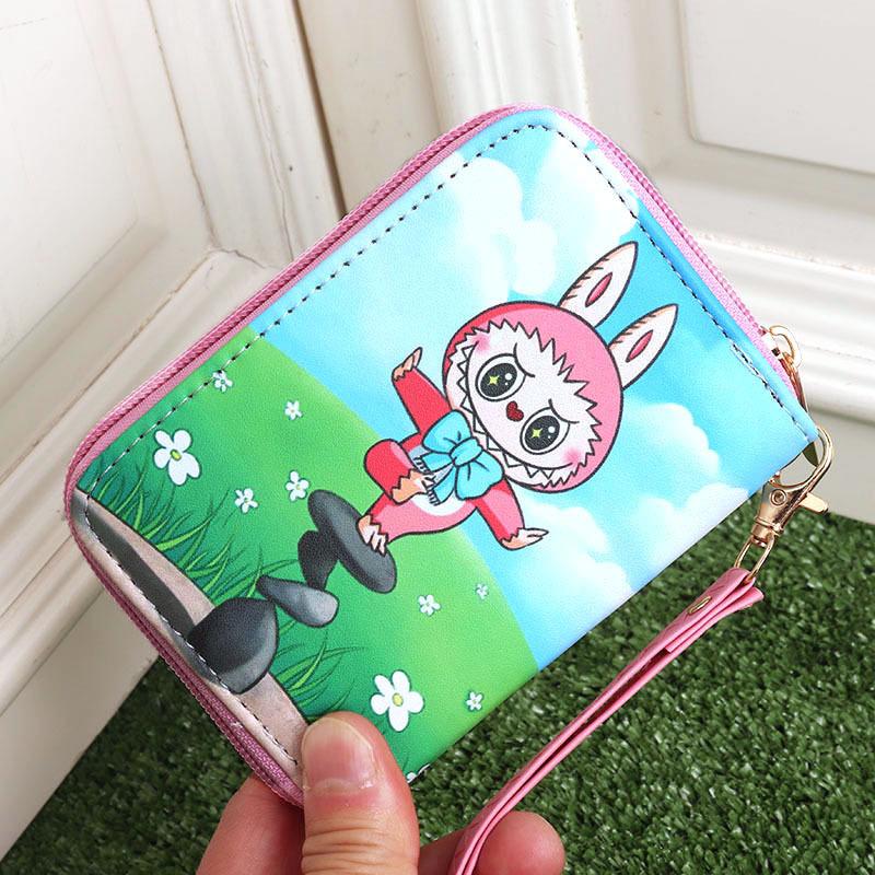 Cartoon Anime Periphery Labubu with Card Storage Bag for Boys and Girls Handheld Wallet