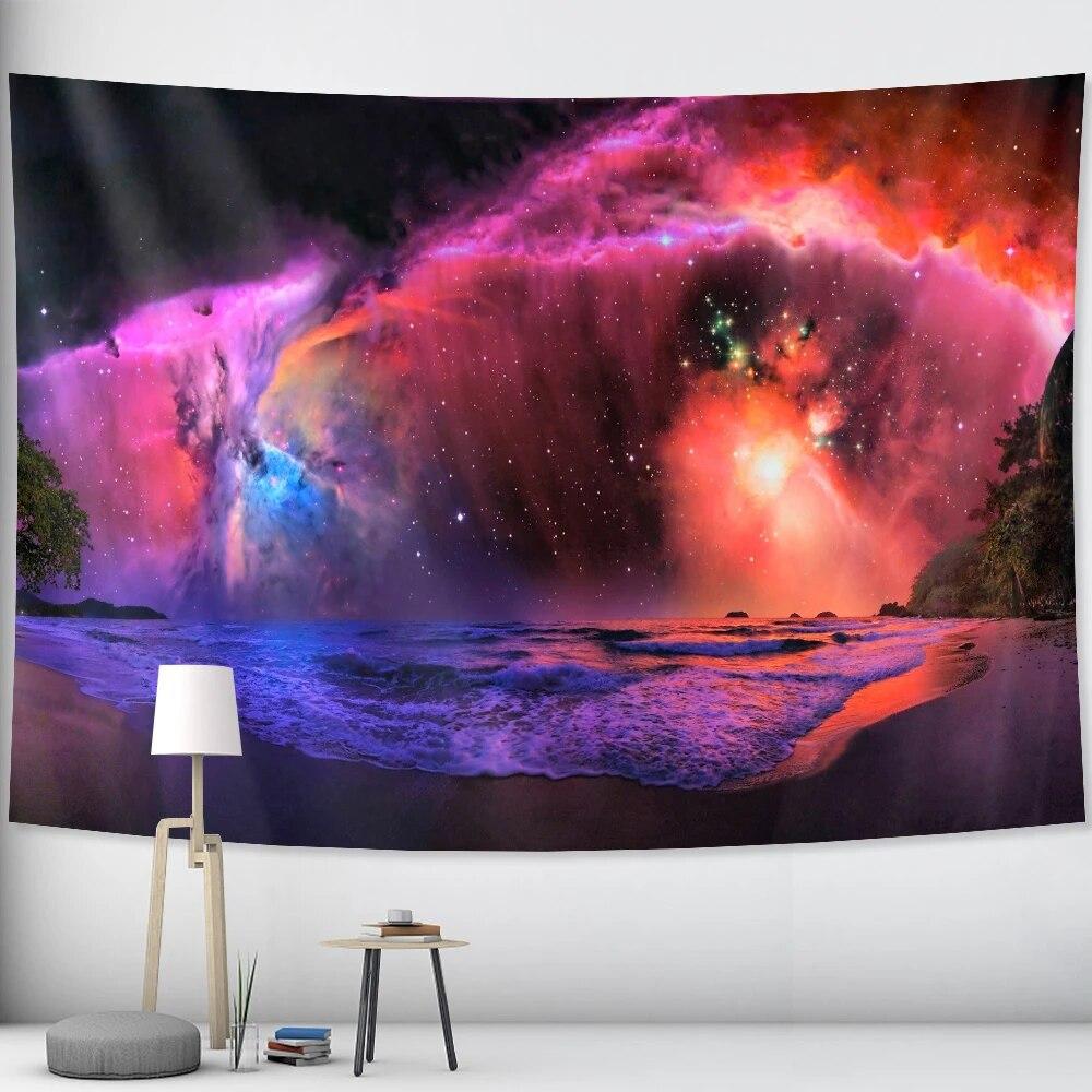 Starry Sky Wall Hanging Psychedelic Scene Mandala Witchcraft Tapestry Hippie Bohemian Decorative Tapestry Yoga Mat Mattress
