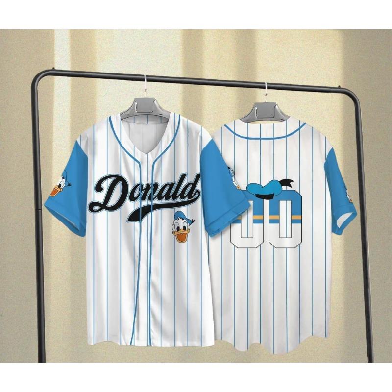 Baseball Jersey Cute Cartoon Design Summer Sports Streetwear V-Neck Tee Outdoor Sport