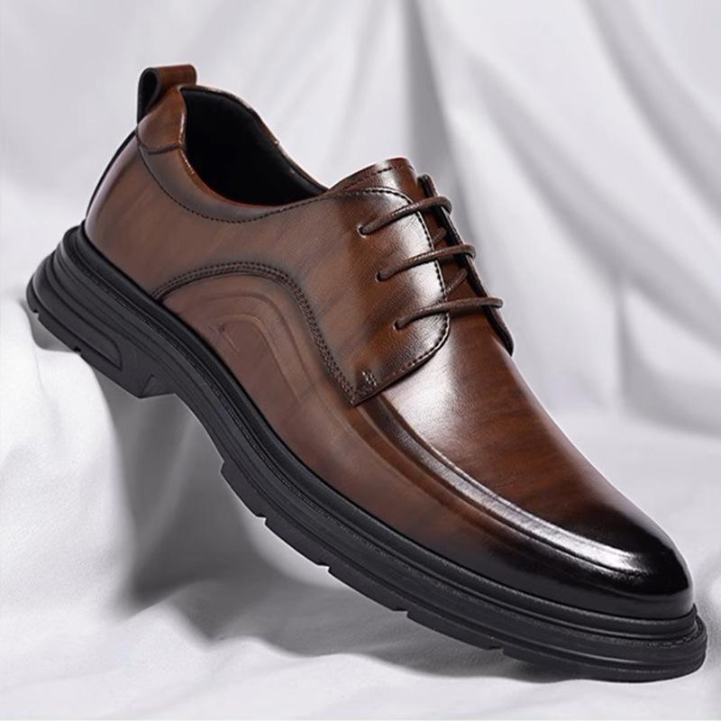 

Lisen классические свадебные туфли для жениха с увеличением роста, туфли для отца, мужские деловые весенне-осенние остроносые формальные кожаные туфли, дышащие 38 коричневый