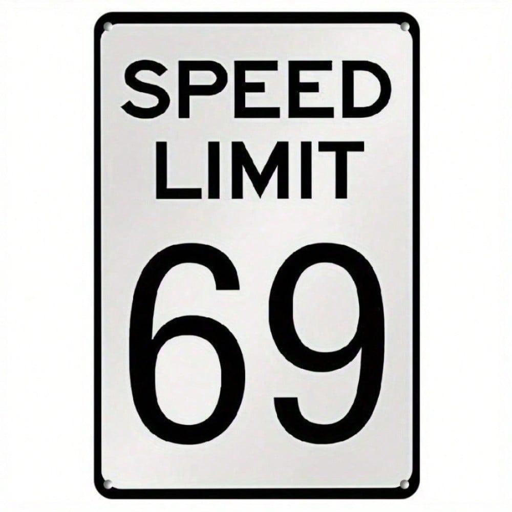 Vintage Metal Wall Art Speed Limit 69 Sign Garage Bar Decor