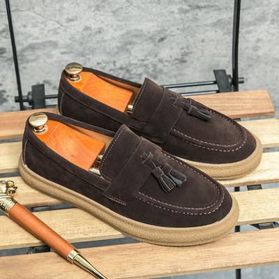 High-end Brand Fashion Brown Shoes for Men Comfort Suede Leather Luxury Loafers Men Slip-on Casual Shoes Men Mocasines De Hombre