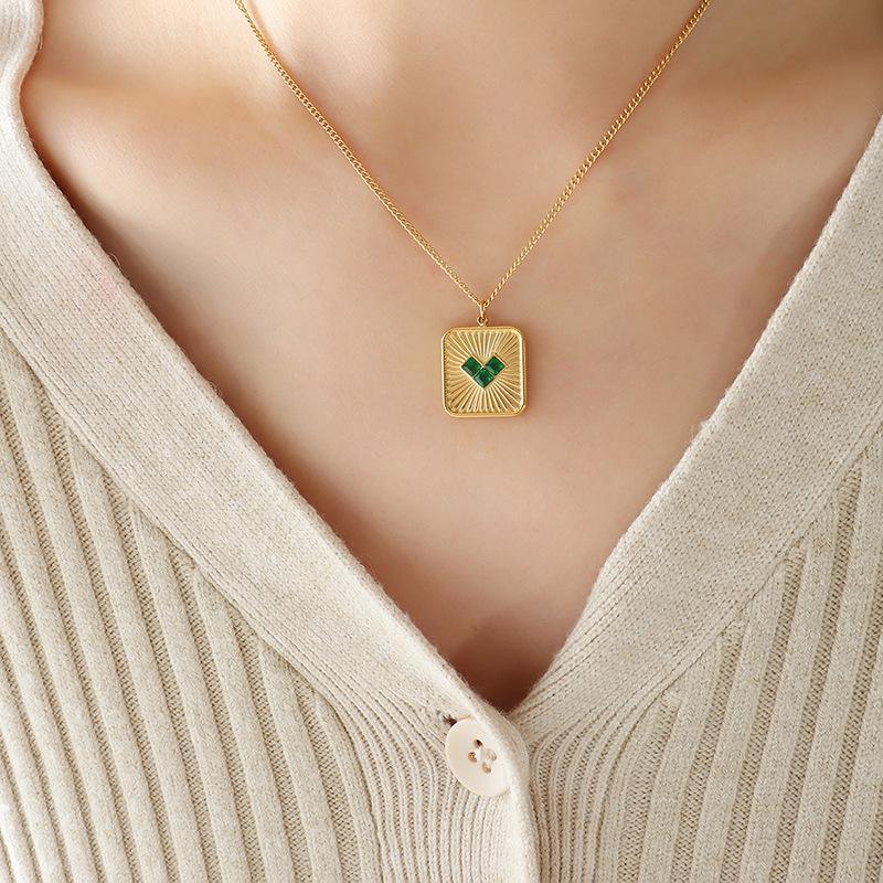 European Style Heart-Shaped Zircon Stone Earrings and Necklace Set