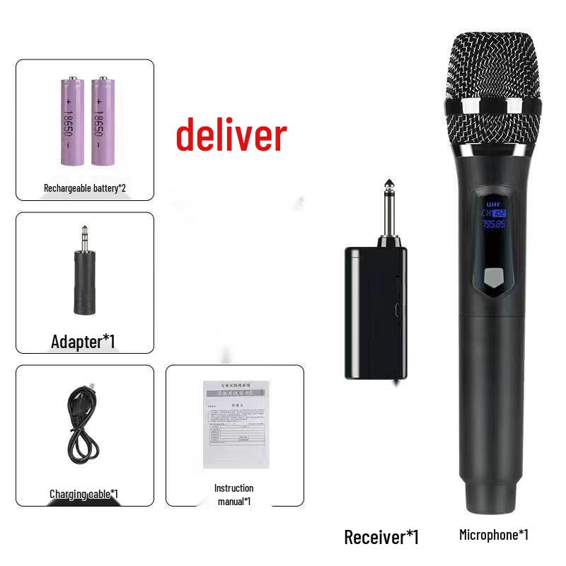 Universal Wireless Rechargeable Handheld Microphone with Speaker for Outdoor and Home Live Broadcast and Singing