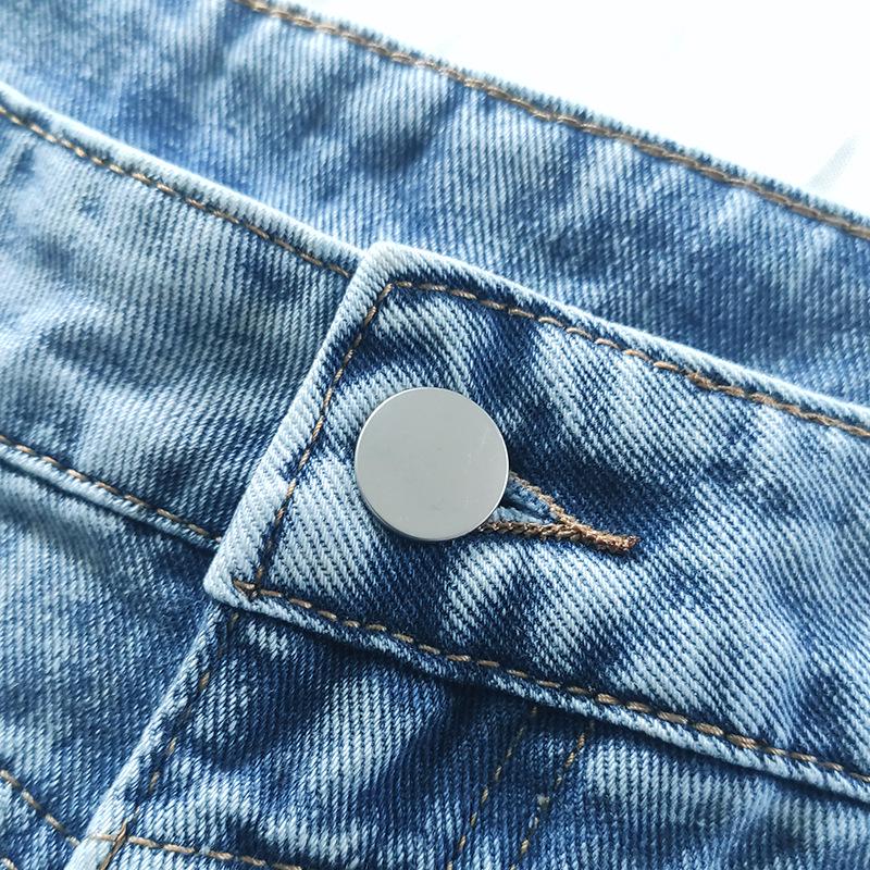 2025 High-Waisted Minimalist Denim A-Line Midi Skirt