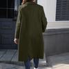 Women's Casual Long-Sleeved V-Neck Single-Button Solid Colour Wool Coat