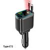 4 In 1 120W Retractable Car Charger Starlight In Car Roof,with ambient light and Star Night Light  Type C Fast Charging Adapter,Dual Cable Car Charger