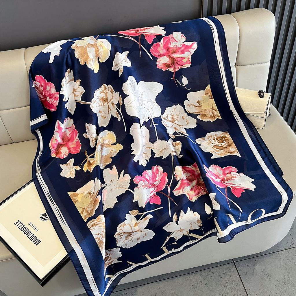 New Women Scarves Spring Summer Autumn Luxury Print Thin Light Satin Scarf Fashion Wrap Shawls 55 Colors Elegant Bandana Poncho