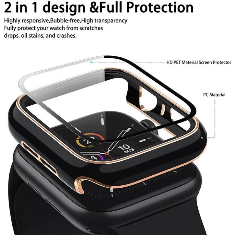 Glas+Hülle Für Apple Watch Hülle 45mm 41mm 44mm 40mm Armband Zubehör Displayschutz für iwatch Serie 4 5 6 SE 7 8 9
