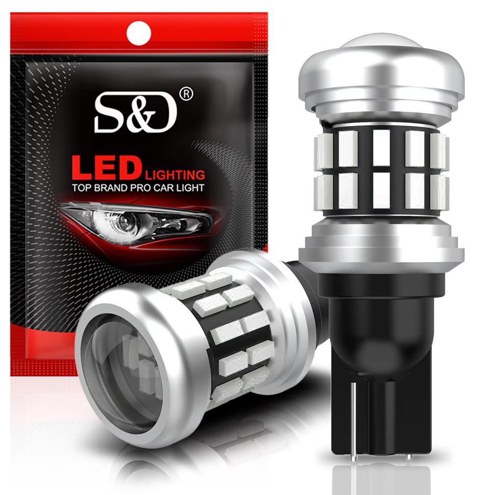 

2Pcs T15 W16W LED Bulbs Canbus Car Lights 3600LM 30SMD 3014 Chips 912 921 w/ Lens No Error Rear Backup Reverse Light Auto Lamp 6000K White Yellow Red червоний