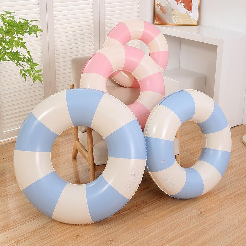 Thickened Retro Stripe Swim Ring for 3-6 Year Olds - Armpit Inflatable Float Lifebuoy