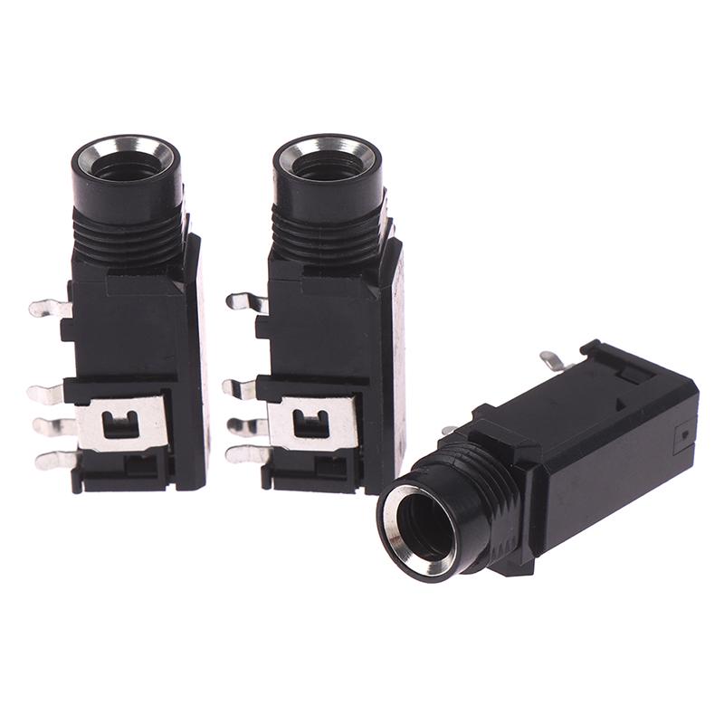 3pcs/lot 6.35mm Stereo Female Socket Audio Adapter 4Pin
