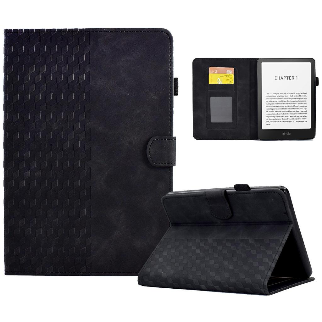 For Amazon Kindle Paperwhite (2024) Case Card Slots Leather Cover Block Pattern