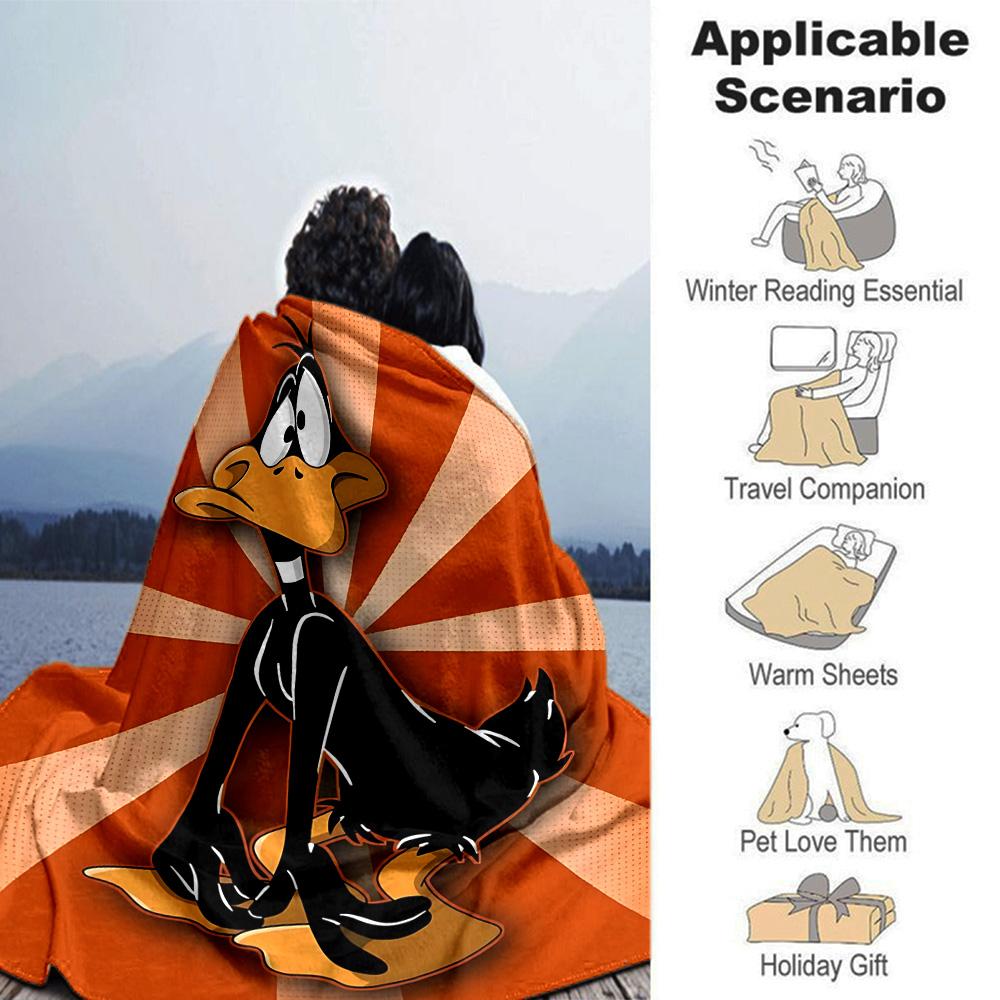 Daffy Duck Action Flannel Blanket Super Soft Warm Cozy Blanket For Sofa Bed Office Travel Allseason Home Decor Gift