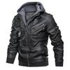 Leather Retro Motorcycle PU Leather Jacket Autumn and Winter Removable Men's Hooded Jacket