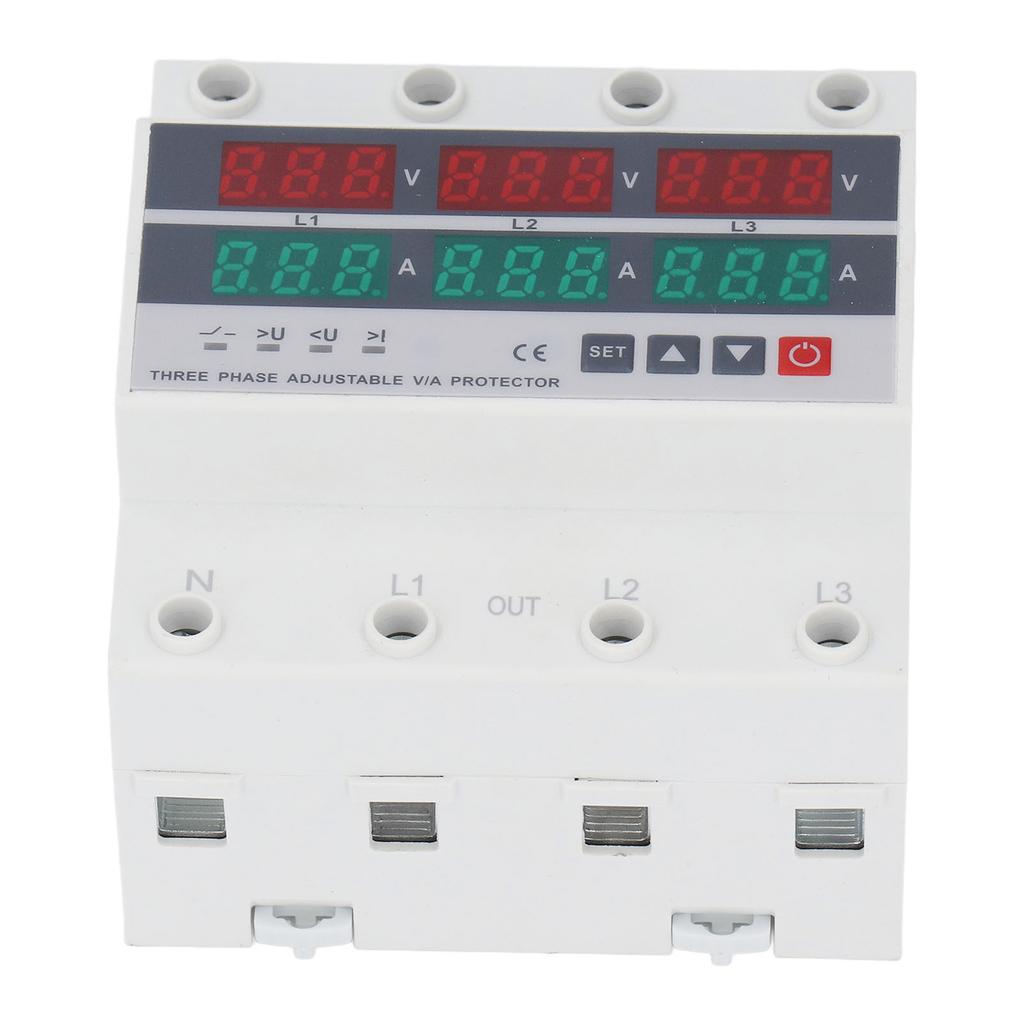 Over Under Voltage Protector 3 Phase DIN Rail Automatic Over Current Protector AC120?300V 63A
