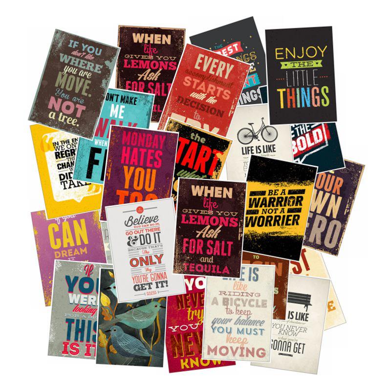 25 Inspirational Motto Poster Stickers Wish Hot Car Motorcycle Electric Car Suitcase Waterproof Stickers