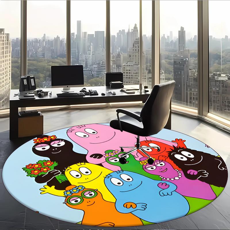 Barbapapa (1) Round Office Rug Decorative Floor Rug for Office Bedroom Living Room and Home Space