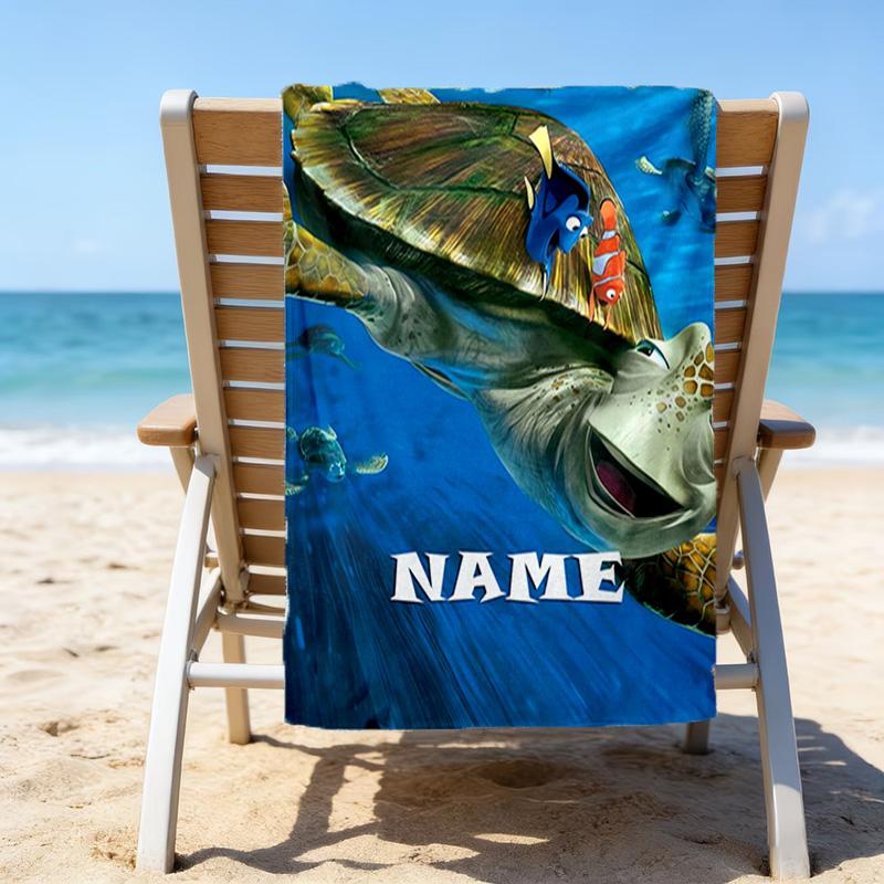 1pc Nemo1 Beach Towel with Custom Name, Beach/Swimming/Bath/Picnic/Camping Towel, Suitable for Seaside Beaches