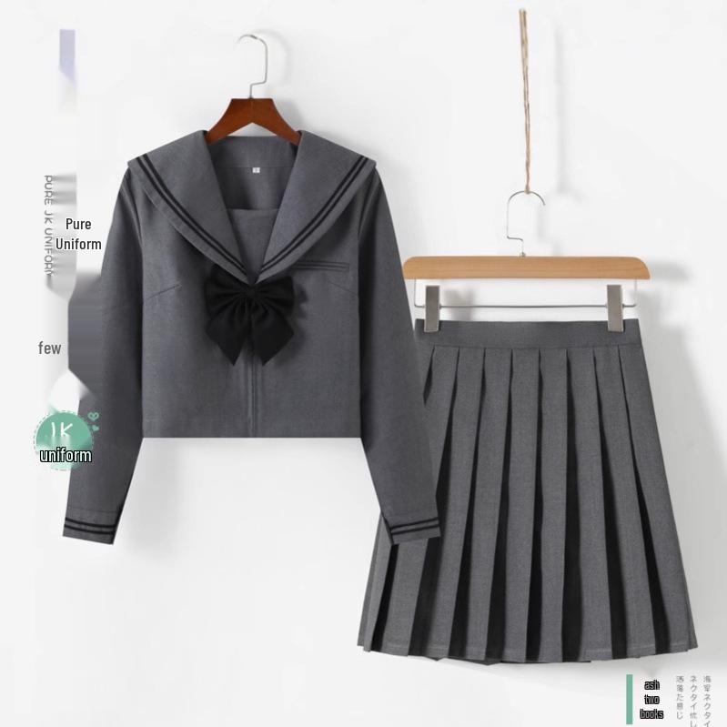 

Серый японский JK-комплект морячки с плиссированной юбкой – Академический стиль, школьный набор для девочек S