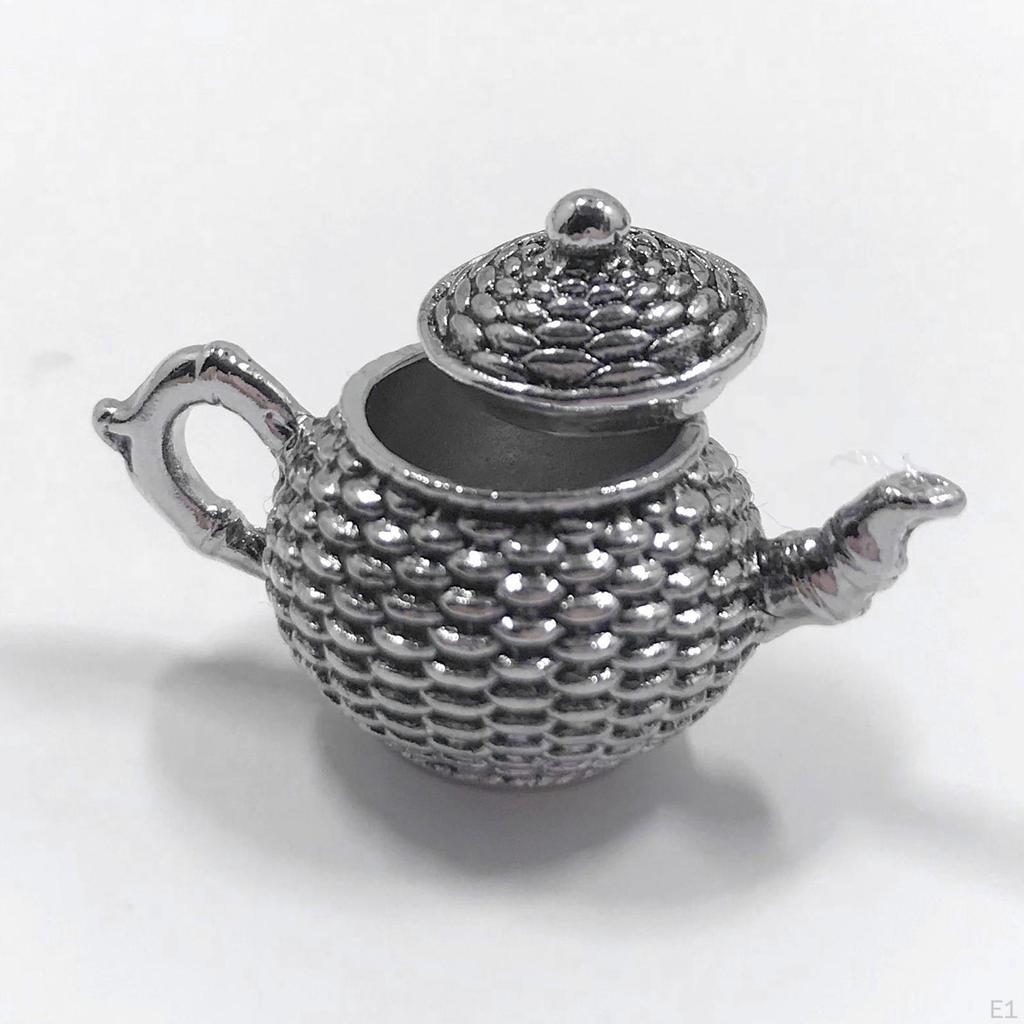 6 Piece Dollhouse Metal Teapot Set Kitchen Gift 1:12 Tea Cup