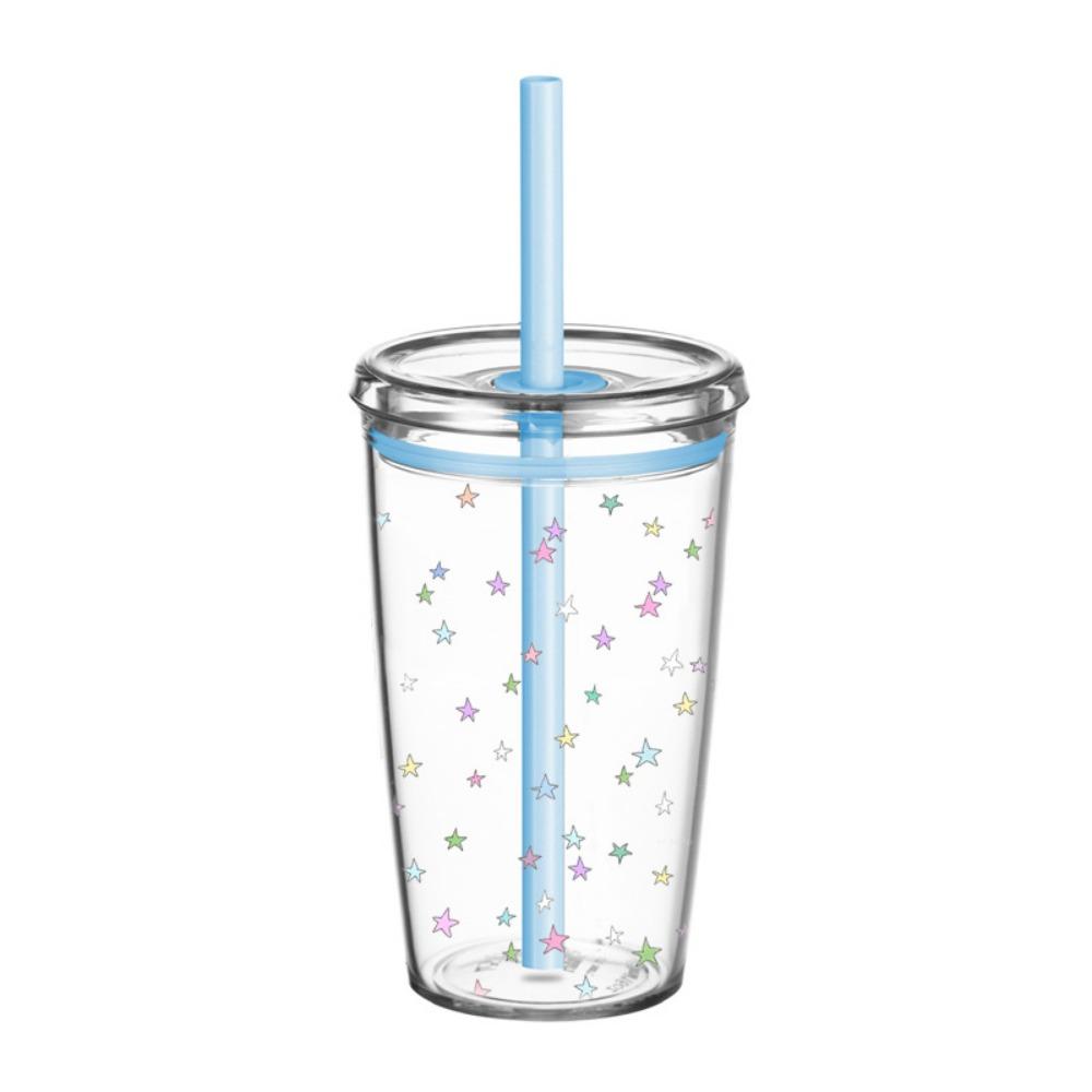 450ML Straw Cup Transparent Water Cup Cute Water Bottle  Home Office