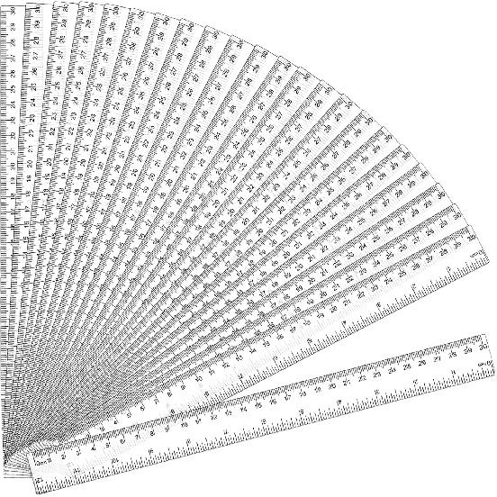 32 Pack Clear Plastic Ruler 12 Inch, Rulers Bulk for Classroom, Transparent Ruler with Centimeters and Inches, Metric Rulers for Kids, Ideal Back to