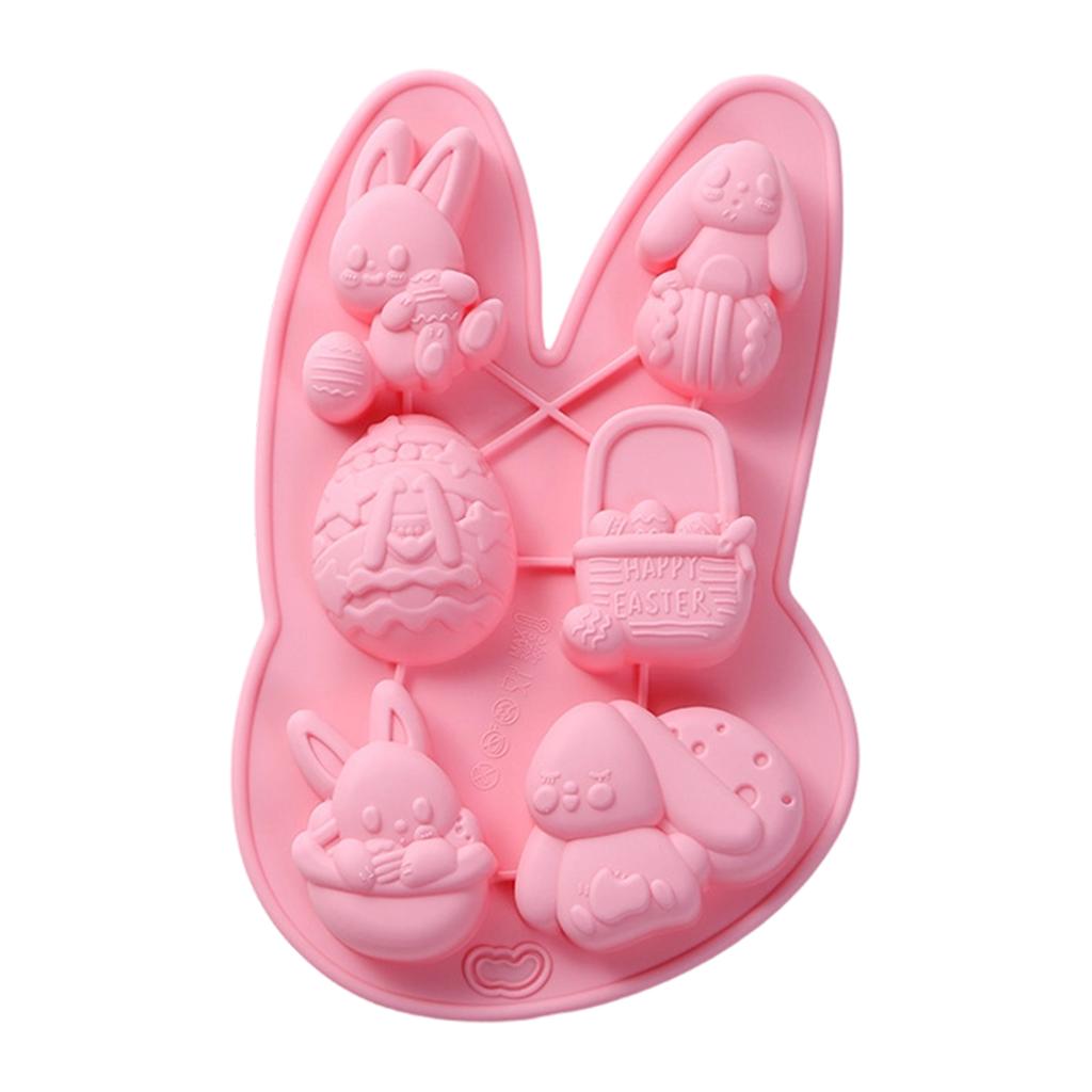 Cute Easter Bunny Silicone Mold – 6-Cavity 3D Cake And Dessert Mold