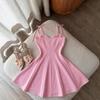 2026 Spring Suspender Heart-shaped Collar Dress, Strap Waist Swing Skirt, Pendant Decoration, Sweet and Spicy Girl Style