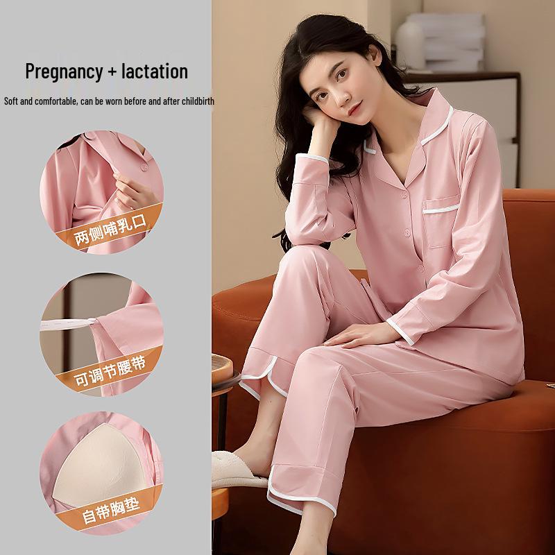 

7A Antibacterial Maternity Sleepwear with Chest Pads and Support Frame - Cool, Thin Modal Fabric for Summer Nursing and Postpartum Care L (Pre-pregnancy 100-120 jin)
